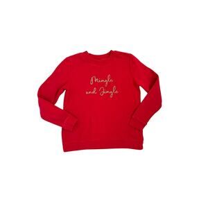 Talbots Christmas Mingle and Jingle Beaded Red Crewneck Sweatshirt Size Small